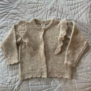 Adorable Ivory and Grey Ruffle Cardigan